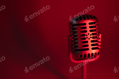 Preview: Retro microphone, red background