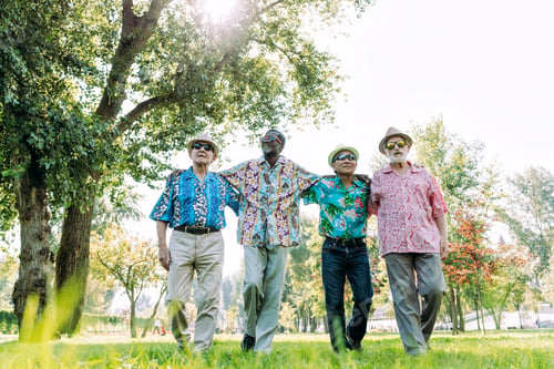 Preview: group of senior friends playing at the park