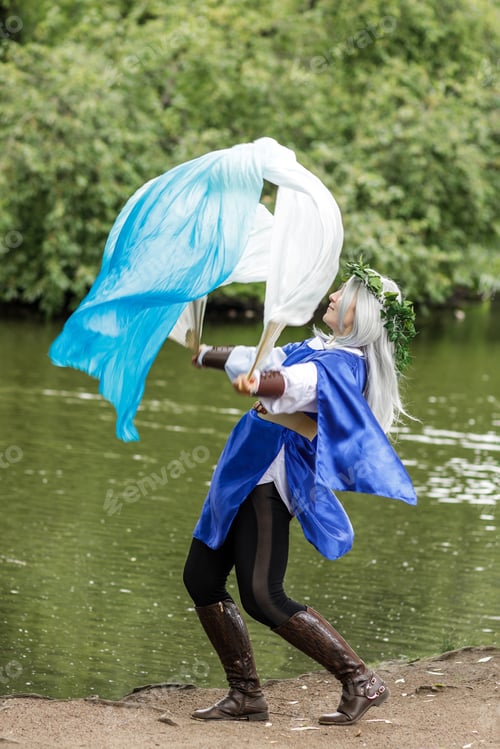 Preview: ethno dance with ribbons. Dancer