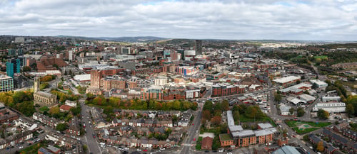 Preview: Aerial view of Sheffield city centre in South Yorkshire