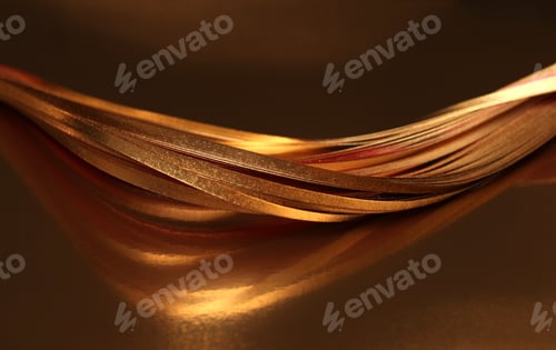 Preview: Soft focus Abstract background. Gold (bronze) paper wave on black.