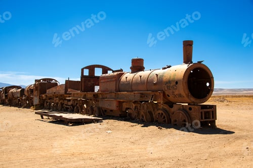 Preview: Train cemetery, Uyuni, Bolivia. The abandoned train cemetery in Bolivia, Uyuni