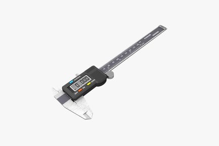 Digital caliper displaying zero measurement