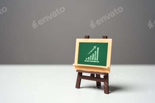 Preview: Stand with a board and a graph with an growth trend.