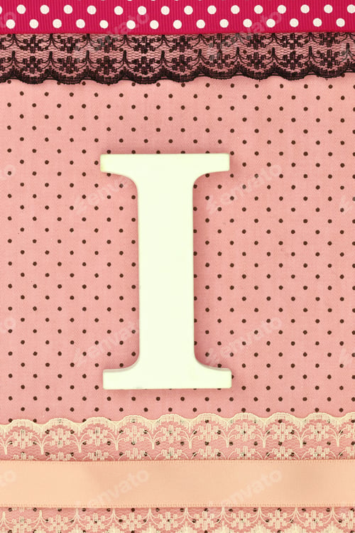 Preview: Wooden letter I on polka dots background