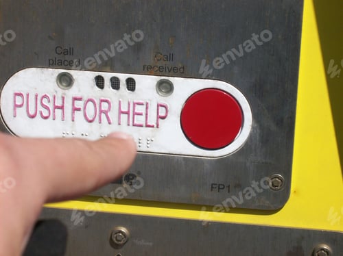 Preview: Push for Help or assistance red button at bridge in regular text & also in braille for blind people.