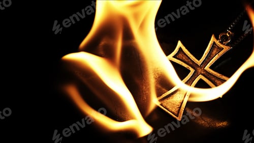 Preview: Christian Religion Symbol Cross on Fire