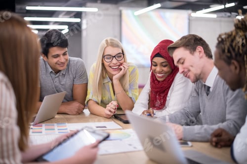 Preview: Multiethnic startup business team having meeting