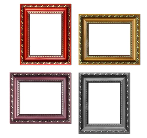Preview: Set of empty picture frames with free space inside, isolated on white