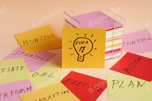 Preview: Creative brainstorming with sticky notes for project planning and strategy