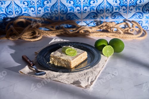 Preview: Carlota de limon or mexican lemon pie, from mexico made with cookies and lemon.