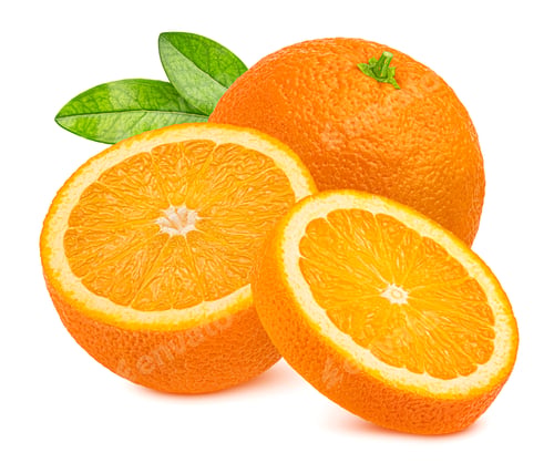 Preview: Orange fruits with leaves isolated on white background