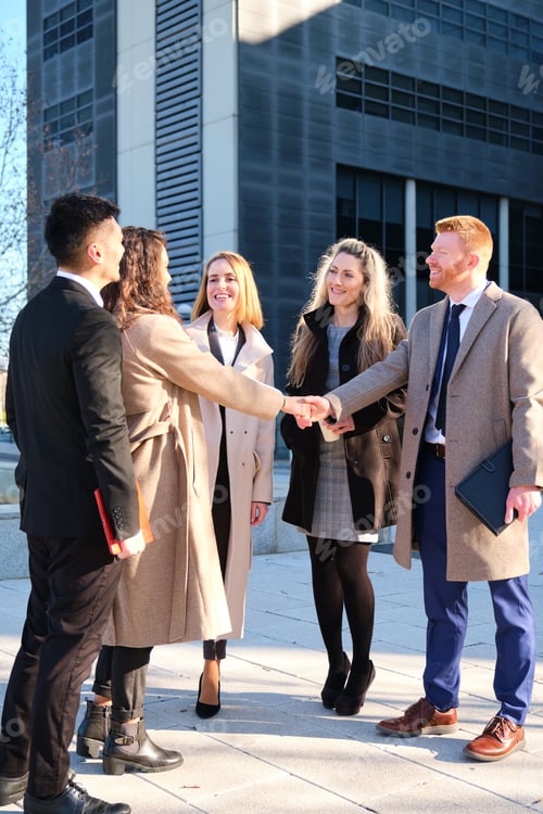 Preview: Team of business people negotiating an agreement closing the deal with a client.