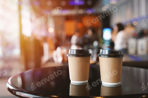 Preview: Take away two coffee cups empty blank copy space for your design text or banner of brand on the