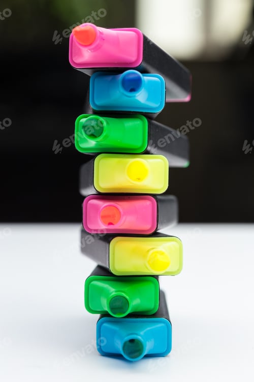 Preview: colored markers isolated on white background close up