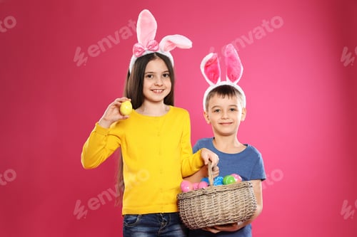 Preview: Children Wearing Bunny Ears Holding Easter Eggs