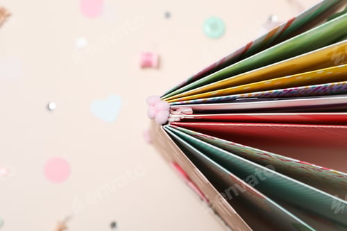 Preview: Scrapbooking, on a light background, close-up.