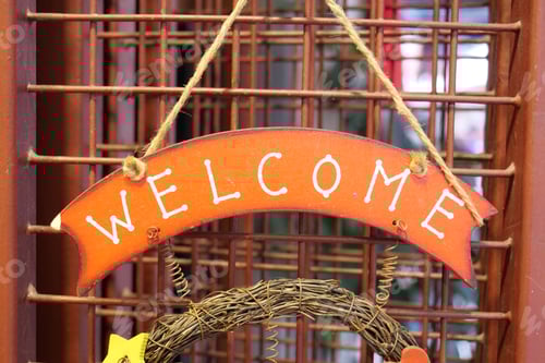 Preview: welcome label ceramic at cafe door