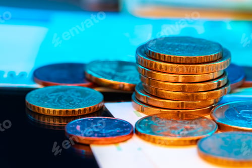 Preview: Close up of coins stacked on each other