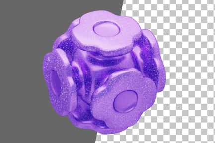 Preview: Glitter Abstract Violet Floral Cube 3D Icon