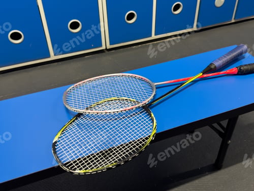 Preview: badminton racket in the locker room