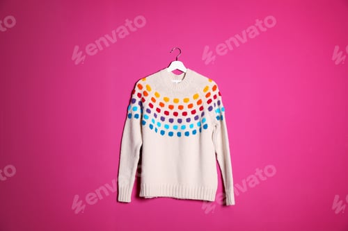 Preview: Hanger with stylish sweater on color background