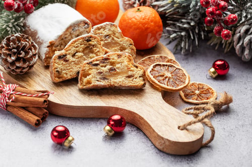 Preview: Christmas stollen with winter holidays decoration