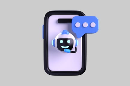 Preview: Smiling chatbot on smartphone display