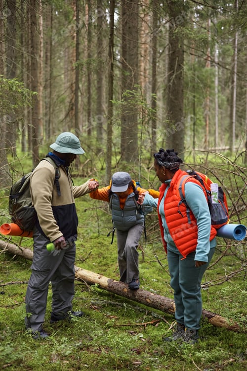 Preview: Family Hiking in Forest Together