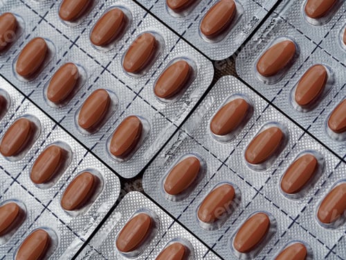 Preview: brown pills to support human health in plastic package