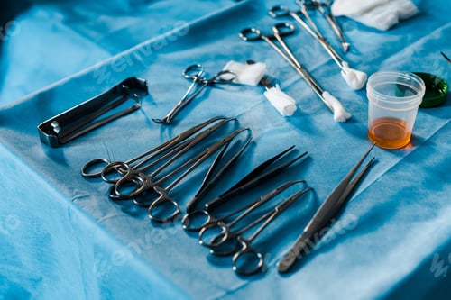 Preview: Surgical Tools on Sterile Blue Field