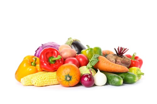 Preview: Composition with ripe vegetables isolated on white background