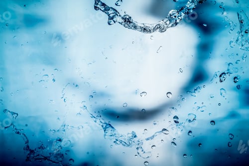 Preview: Blue Water Splash On Blue Background For Abstract Water Concept