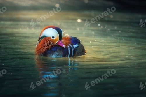 Preview: Mandarin Duck (Aix galericulata) on a lake