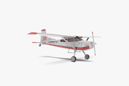 Preview: Vintage White Single Engine Airplane with Red Stripes
