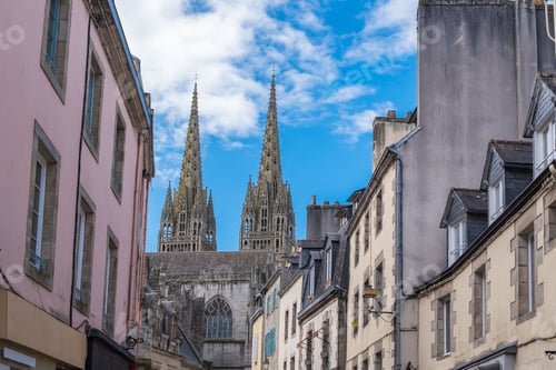 Preview: Cathedral of Saint Corentin of Quimper and cloudy sky