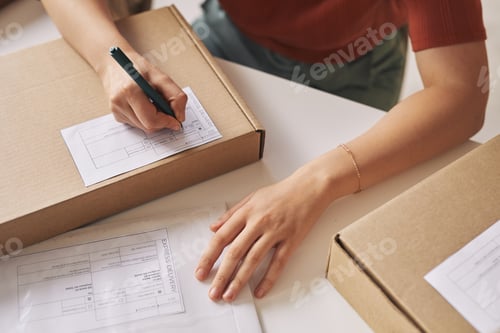 Preview: Woman signing the parcel