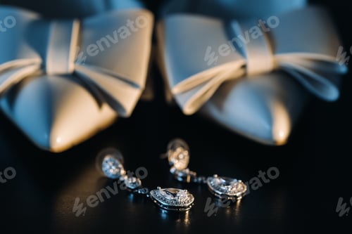 Preview: Accessories for the bride. Wedding Earrings on a black background