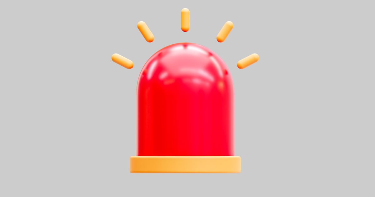 Alert beacon with light rays 3D, Incl. alarm & attention - Envato