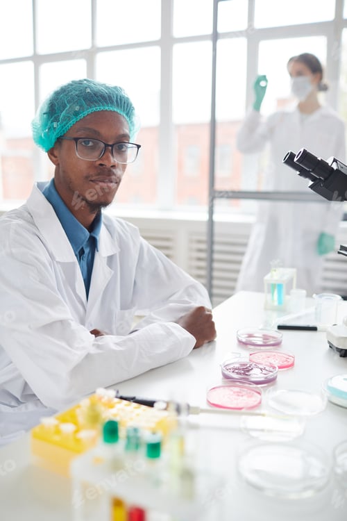 Preview: African-American Scientist Looking at Camera