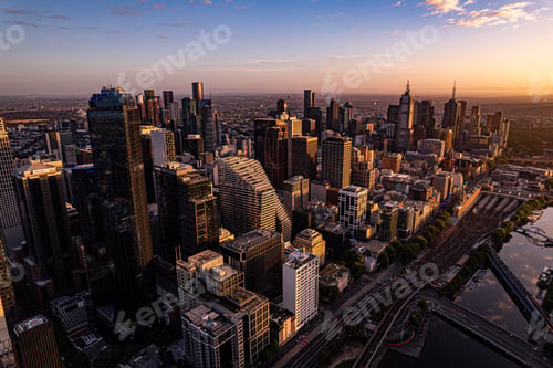 Preview: Melbourne skyline at sunset
