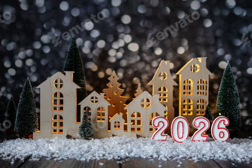 Preview: miniature Christmas village and numbers 2026