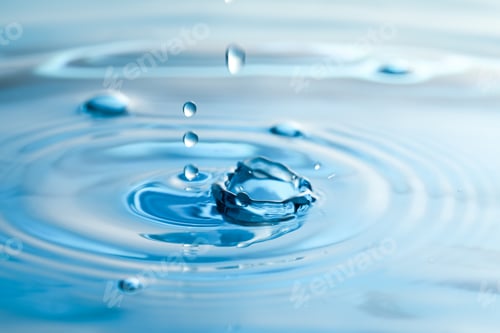 Preview: Splash of clear water with drops as background, closeup