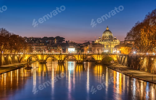 Preview: The Tiber river and St. Peters Basilica