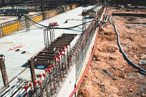 Preview: Formwork of the foundations of a building under construction.