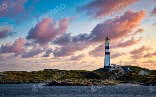Preview: Lighthouse with sunset sky on the background