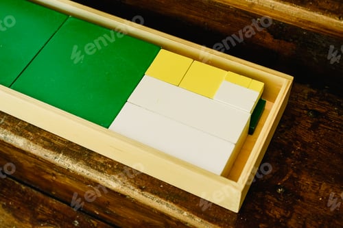 Preview: Boxes of pieces to learn geometry and to count in a classroom montessori