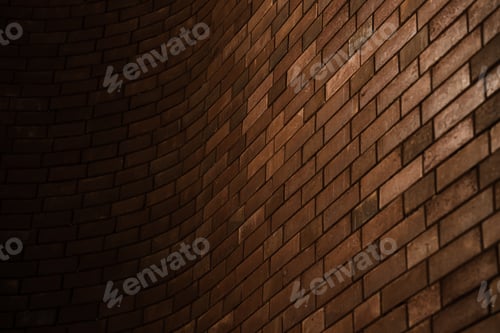 Visualização: Aparência artística do gradiente curvo de sombra de parede de tijolos para fundo de arquitetura de edifícios.