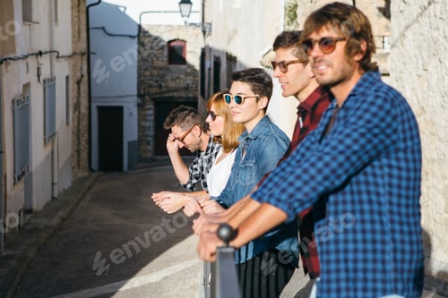 Preview: Raw of trendy people posing outside