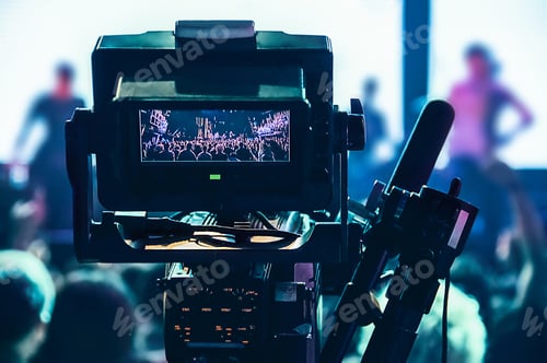 Preview: Shooting concert professional camera. View of the video camera v